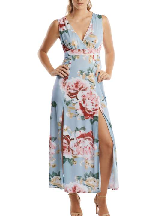 49486LI Robe longue estivale Hawaii Lisca Gris face