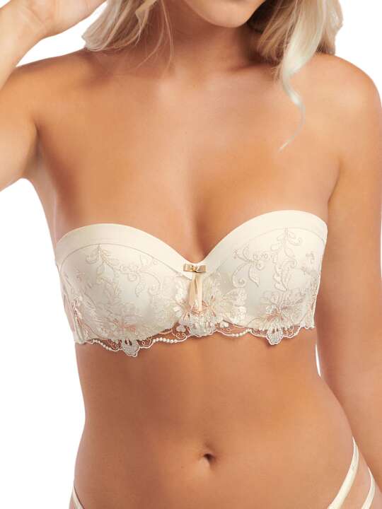 10332LI Soutien-gorge bandeau balconnet Grace Mariage Lisca Ivoire face