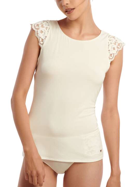 63446LI Short sleeve top Retromania Lisca Cheek Ivory face