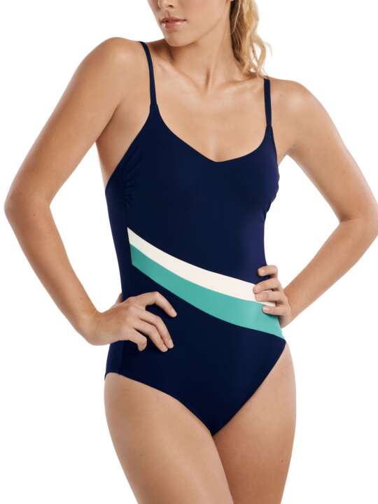 43456LI Maillot de bain une pièce armaturé multipositions Saint Tropez Lisca Bleu face