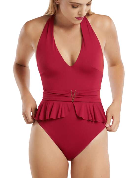 43479LI Maillot de bain 1 pièce préformé sans armatures Isola Rossa Lisca Rouge face