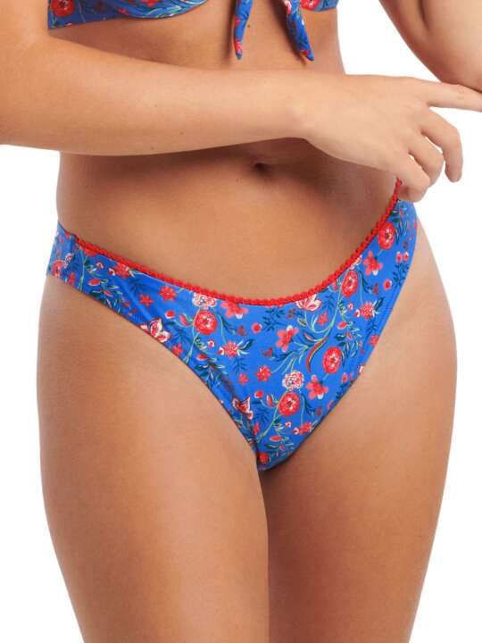 41530LI Bas maillot slip de bain taille basse échancré Java Lisca Bleu face