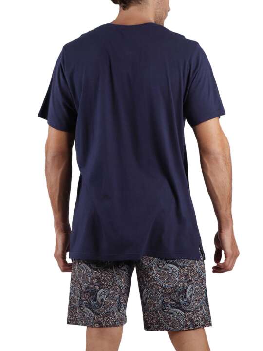 55562AD Pyjama short t-shirt Cachemire Admas Bleu Marine face