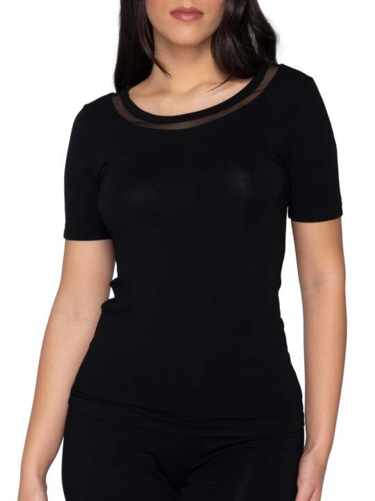 84532LU T-shirt manches courtes Cotton Touch Luna Splendida Noir face