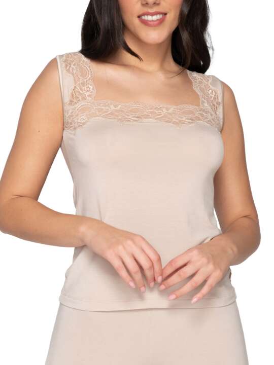 84501LU Sleeveless top Micro Touch Luna Splendida Beige face