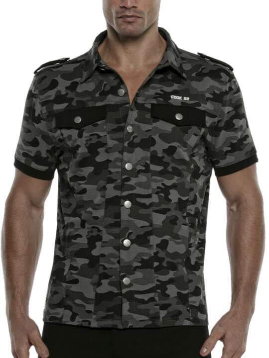 9711COD Chemise manches courtes Stretch Code22 Camouflage face
