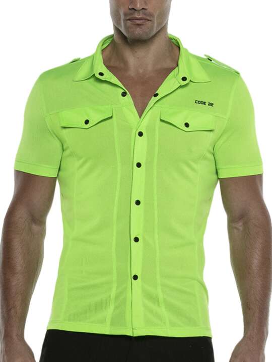 9610COD Chemise manches courtes Vivid Code22 Vert face