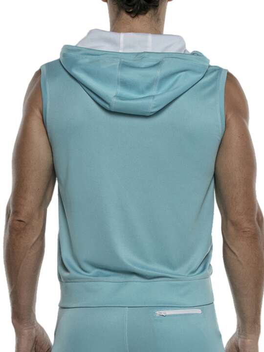 9914COD Veste à capuche sans manches Motion Code22 Bleu Ciel face