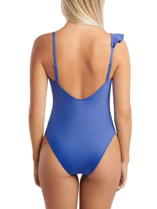 43491LI Maillot de bain une pièce échancré sans armatures multipositions Kenya Lisca Bleu face