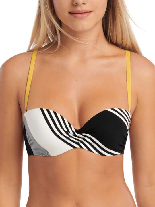 40616LI Haut maillot de bain bandeau préformé Quinby Lisca Noir face