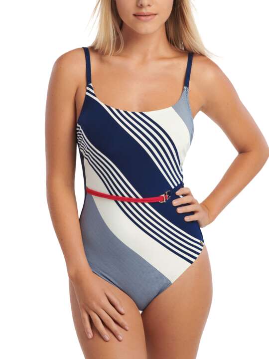 43489LI Maillot de bain une pièce armaturé multipositions Quinby Lisca Bleu face