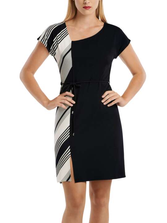 49489LI Short sleeve summer dress Quinby Lisca Black face