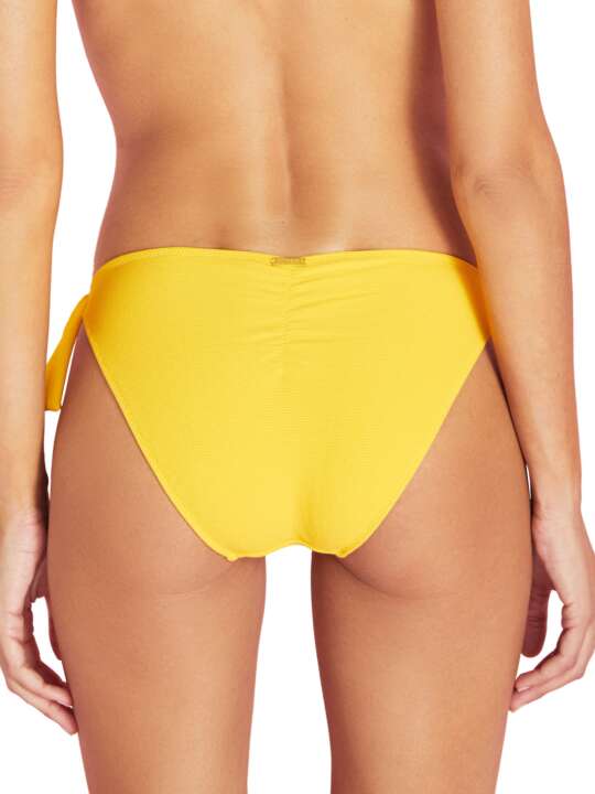 BF207SE Bas maillot slip de bain taille basse à nouettes Miami Selmark Mare Jaune face