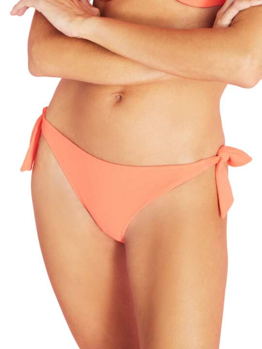 BF207SE Bas maillot slip de bain taille basse à nouettes Miami Selmark Mare Corail face