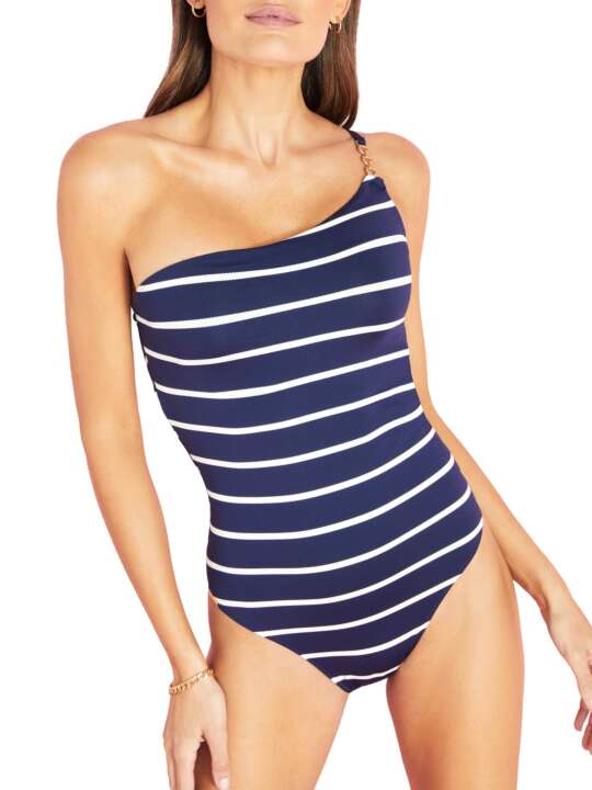 BG366SE Maillot de bain une pièce armaturé asymétrique Ipanema Selmark Mare Bleu Marine face