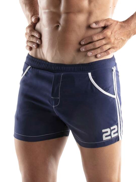 22135CO Short de bain Medley Code22 Bleu Marine face