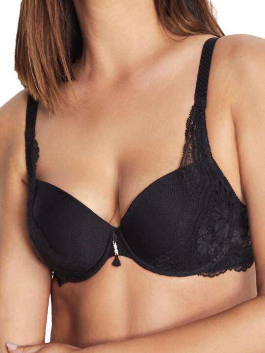 20915SE Soutien-gorge triangle plongeant Ludovica Selmark Noir face