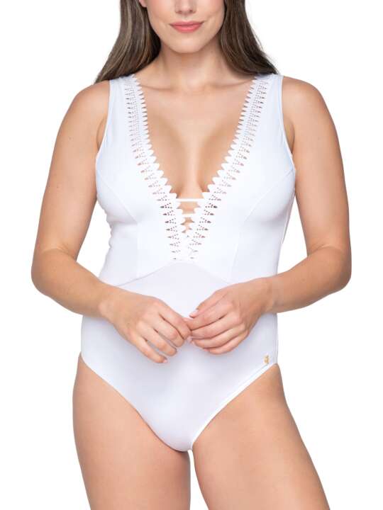 93714LU Maillot de bain une pièce June Luna Splendida Blanc face