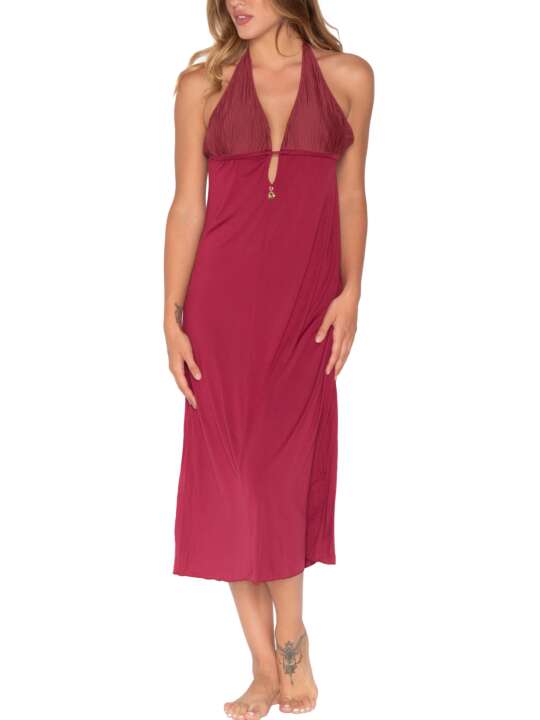 93799LU Robe longue estivale Scarlet Luna Splendida Bordeaux face