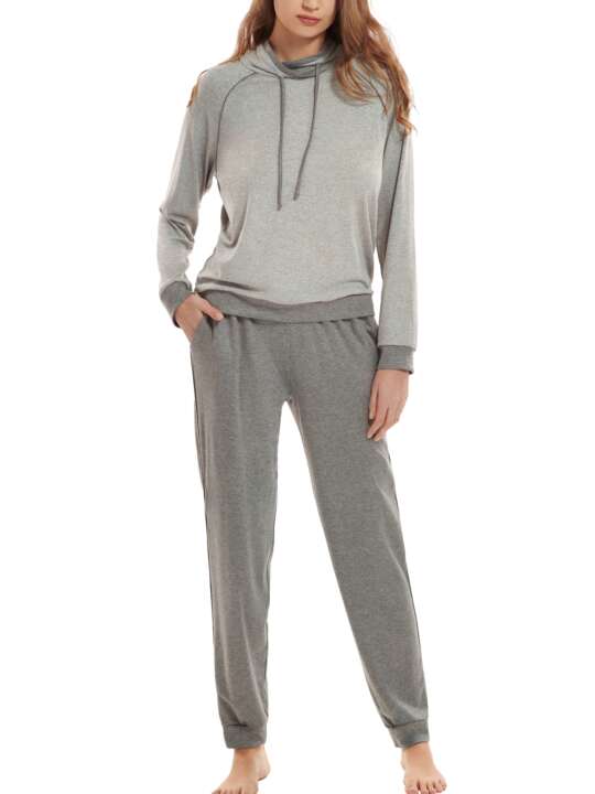 23359LI Pyjama tenue d'intérieur pantalon top manches longues Kelly Lisca Gris face