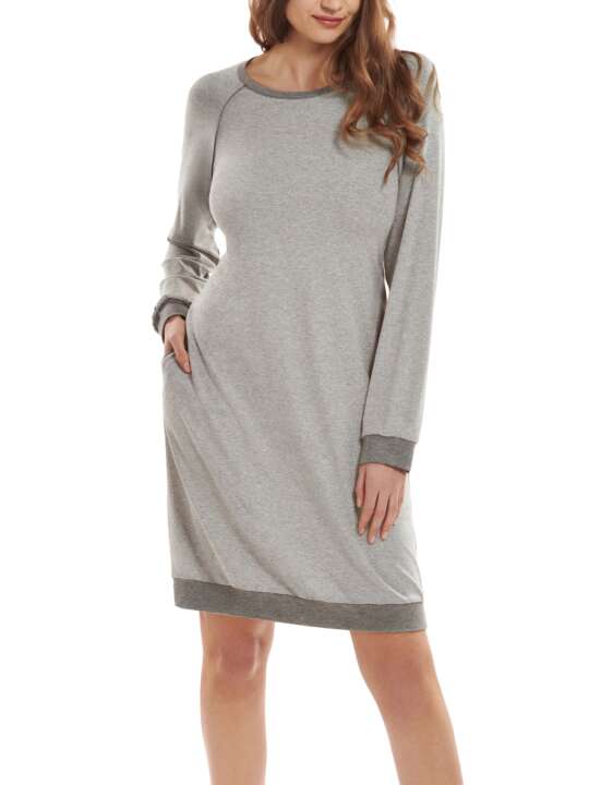 23361LI Chemise de nuit manches longues Kelly Lisca Gris face