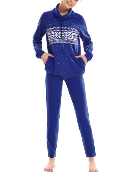 63449LI Pyjama tenue d'intérieur leggings top manches longues Starlight Lisca Cheek Bleu face