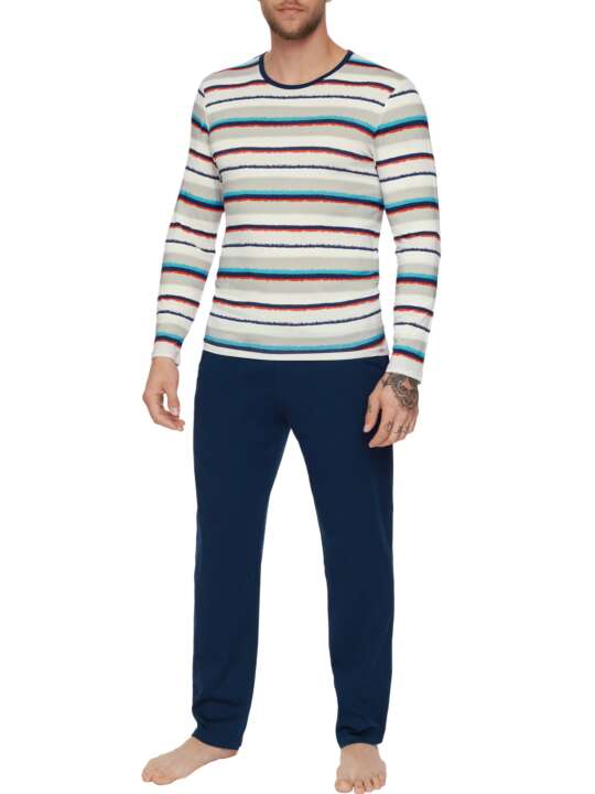 35023LI Pyjamas trousers top long sleeves Mars Lisca Men Grey face