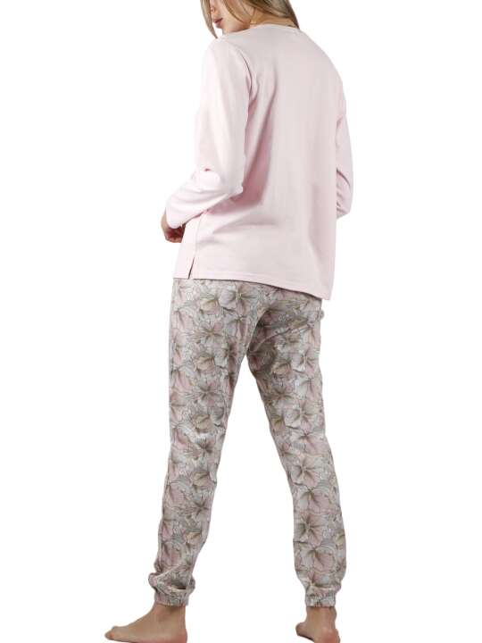56158AD Pyjama tenue d'intérieur pantalon top manches longues Made With Love Admas Rose face