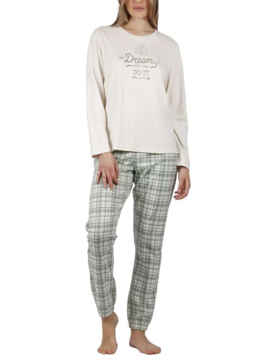 56166AD Pyjama tenue d'intérieur pantalon top manches longues If You Dream Admas Beige face