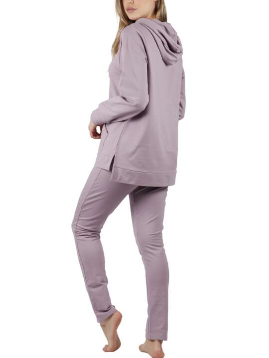 56189AD Pyjama tenue d'intérieur pantalon sweat capuche Comfort Home Admas Violet face