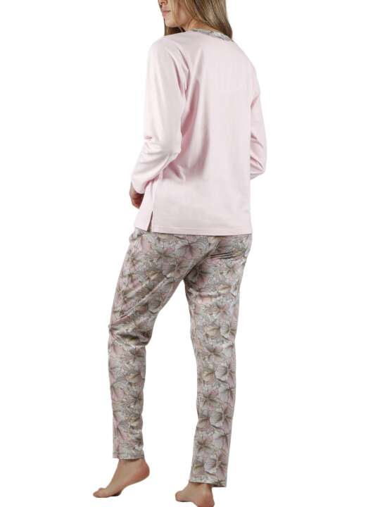 56193AD Pyjama tenue d'intérieur pantalon top manches longues Made With Love Admas Rose face