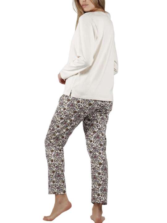 56196AD Pyjama tenue d'intérieur pantalon top manches longues Cachemire Natura Admas Beige face