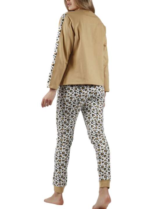 56982AD Pyjama tenue pantalon top manches longues Minnie Leopardo Disney Admas Marron face