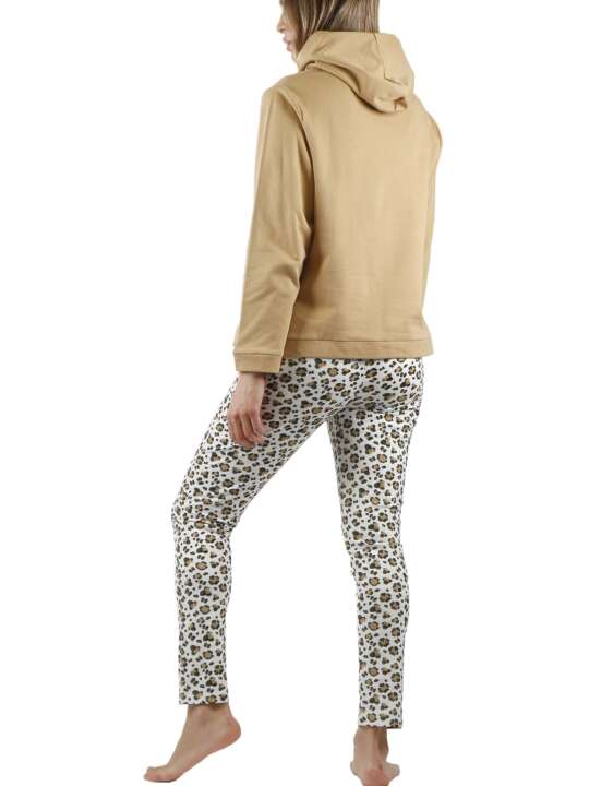 56983AD Pyjama tenue pantalon top à capuche Minnie Leopardo Disney Admas Marron face