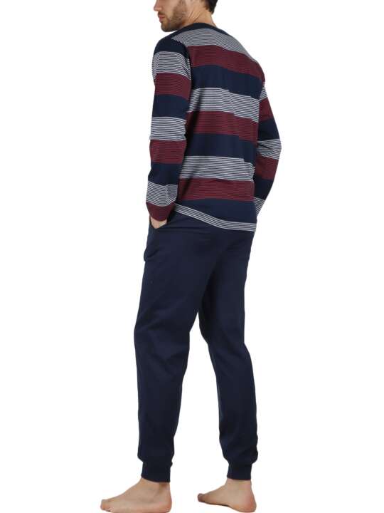 56401AD Pyjama tenue d'intérieur pantalon et haut Rayas Stamp Antonio Miro Admas Bleu Marine face