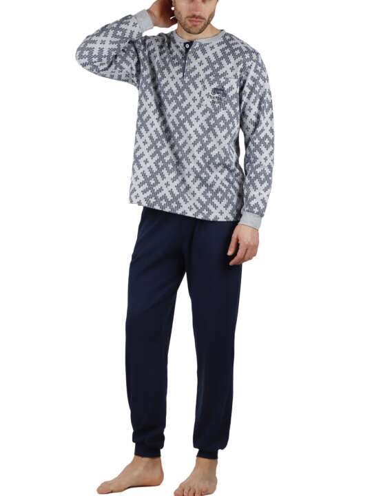 56402AD Pyjama tenue d'intérieur pantalon et haut Jacquard Racing Antonio Miro Admas Gris face