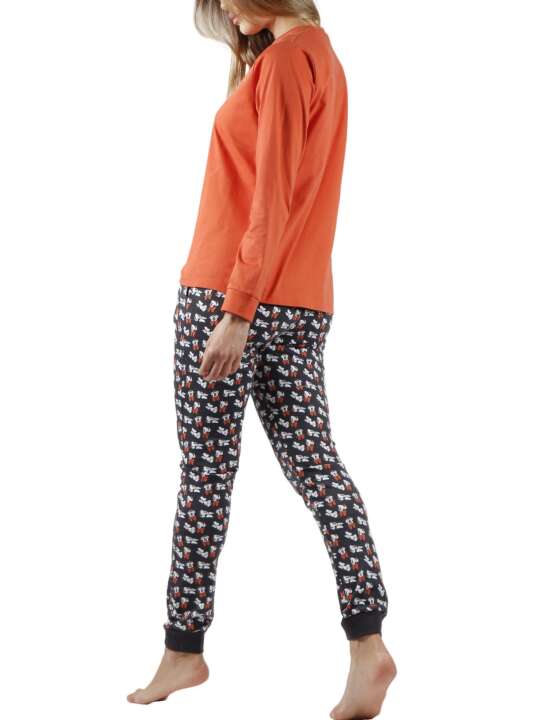 56976AD Pyjama tenue pantalon top manches longues Minnie Legend Disney Admas Orange face