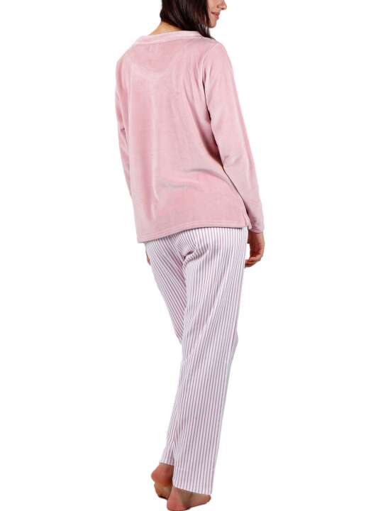 56190AD Pyjama tenue d'intérieur pantalon top manches longues Comfort Home Admas Rose face