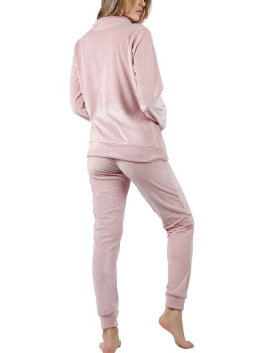 56191AD Pyjama tenue d'intérieur pantalon veste zippée Soft Home Admas Rose face