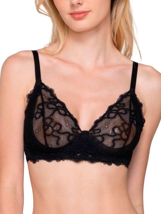 15242LU Underwired triangle bra Daisy Luna Black face