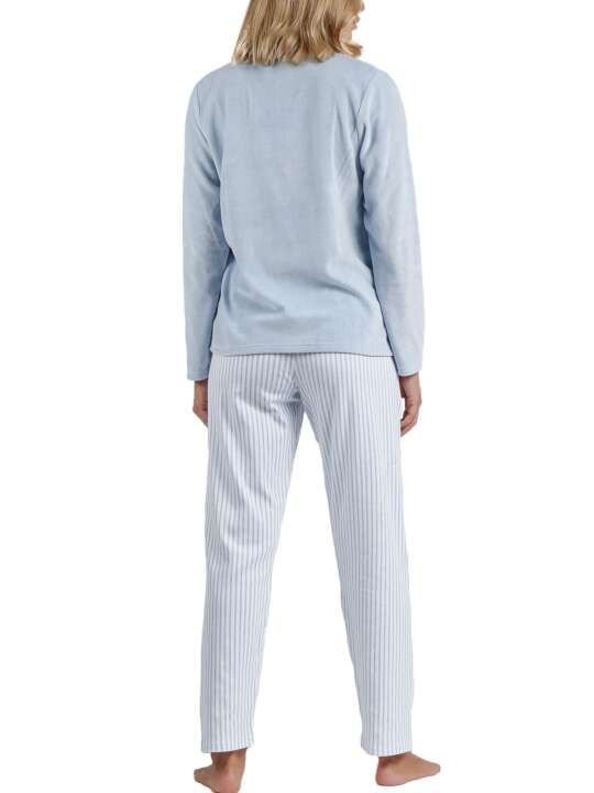 56190AD Pyjama tenue d'intérieur pantalon top manches longues Comfort Home Admas Bleu face