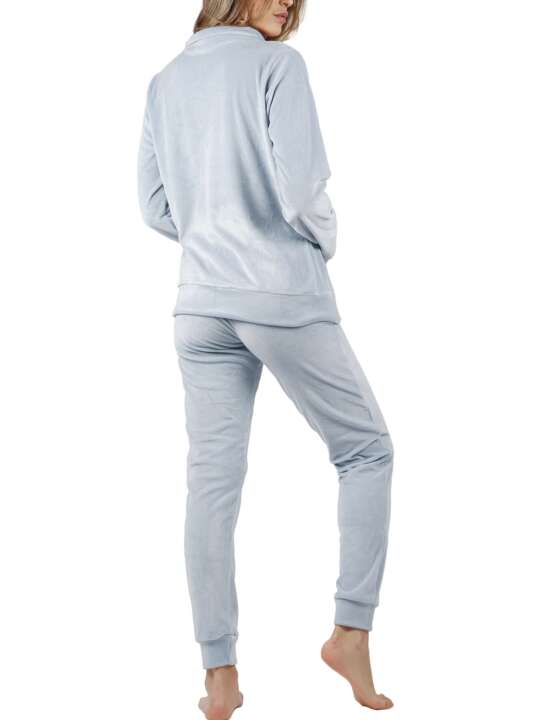 56191AD Pyjama tenue d'intérieur pantalon veste zippée Soft Home Admas Bleu face