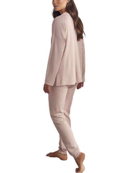 P4973SE Pyjama tenue d'intérieur pantalon top manches longues Knitting Selmark Rose face