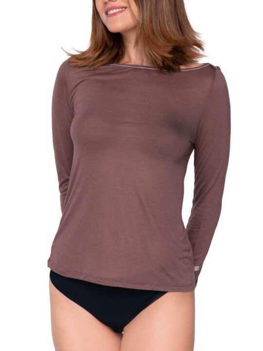 84563LU Top manches longues Cashmere Touch Luna Splendida Marron face