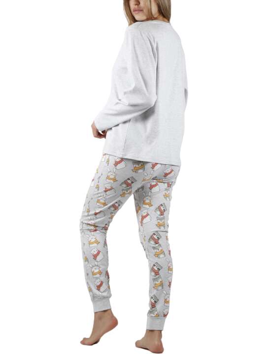 56150AD Pyjama tenue d'intérieur pantalon et haut Hello Winter Admas Gris face