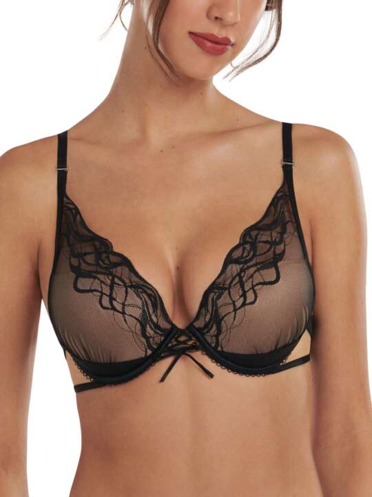 10344LI Soutien-gorge push-up multipositions Dione Lisca Noir face