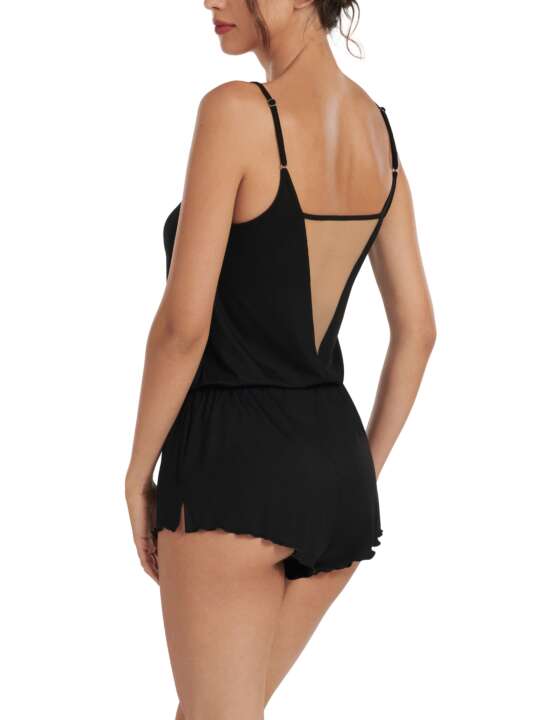 23371LI Pyjama combishort de nuit Dione Lisca Noir face