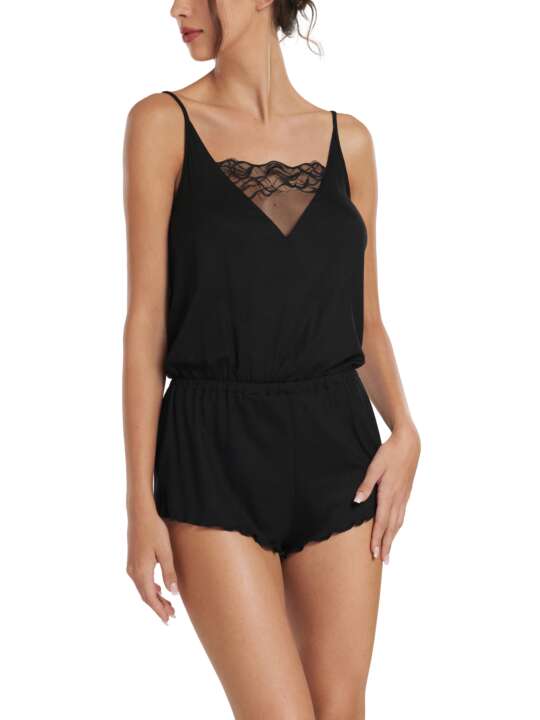 23371LI Pyjama combishort de nuit Dione Lisca Noir face