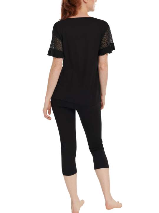 63453LI Pyjama tenue d'intérieur leggings top manches courtes Smooth Lisca Cheek Noir face