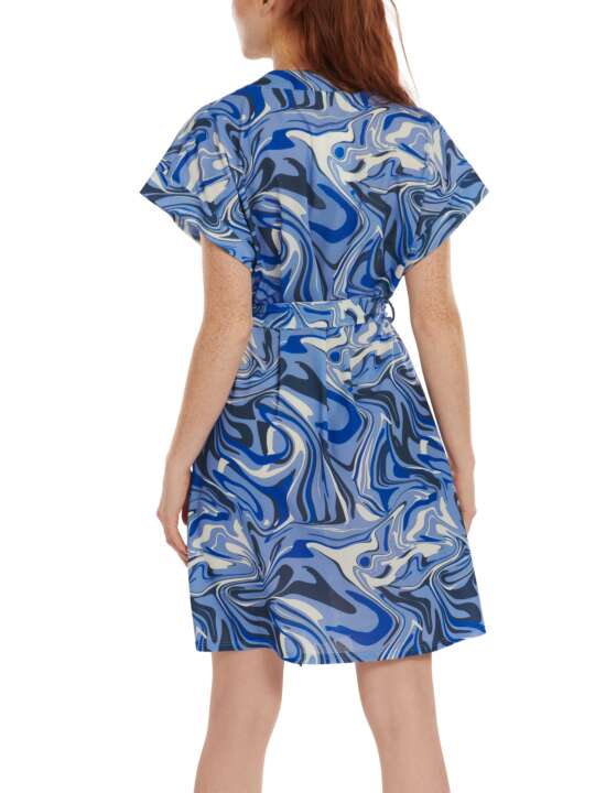 49534LI Short sleeve belted summer dress Palma Lisca Blue face